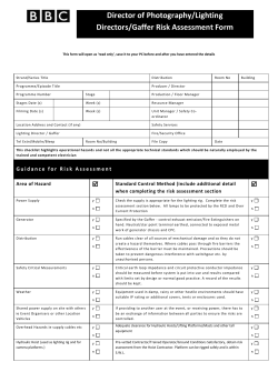 Director of Photography / Lighting Directors / Gaffer Risk