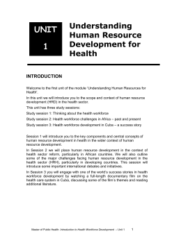 Introduction to Health Workforce Development- Unit 1
