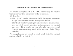 Cardinal Structure Under Determinacy We assume throughout ZF +
