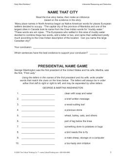 name that city presidential name game
