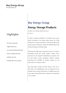 Highlights Bay Energy Group Energy Storage Products