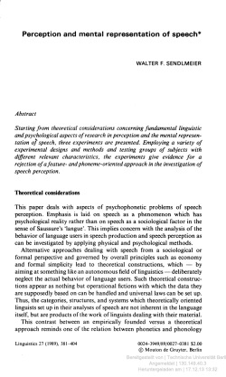 Perception and mental representation of speech*