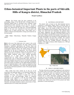 Ethno-botanical Important Plants in the parts of Shivalik Hills of