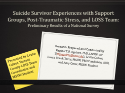 Impact of LOSS Team Activities on Survivors