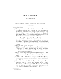 Theory of Probability: Lecture 5 - Equally Likely Outcomes Review