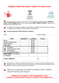 ORDER FORM FOR SAKG TOMATO PLANTS 2016 Thank you for