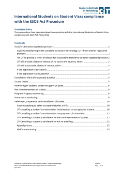 International Students on Student Visas Compliance with ESOS Act
