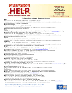 St. Croix County Client Resource Summary Rent Operation Help