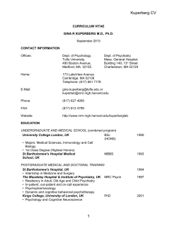 Kuperberg CV CURRICULUM VITAE GINA R KUPERBERG M.D.