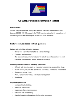 Chronic Fatigue Syndrome/ Myalgic Encephalitis