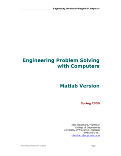 Study Guide - Problem Solving with Excel and Matlab