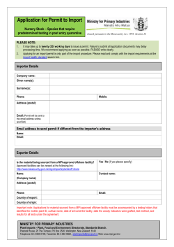 Permit to Import Nursery Stock - species that require predetermined