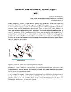 A systematic approach to breeding programs for game PART 1
