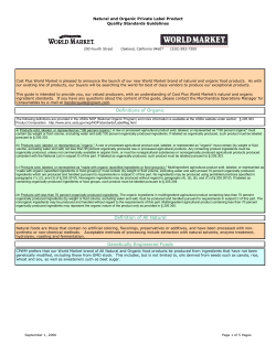 Genetically Engineered Foods Definitions of Organic Definition of All
