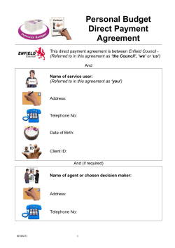 Personal Budget Direct Payment Agreement This direct payment