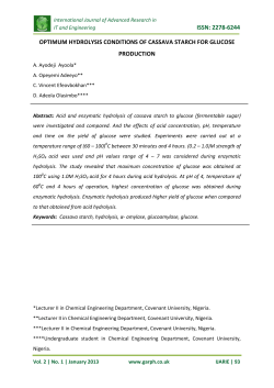 issn: 2278-6244 optimum hydrolysis conditions of cassava starch for