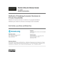 Methods of Studying Economic Decisions in Private Households*