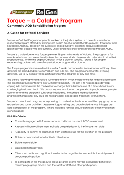 Torque &ndash; a Catalyst Program Community AOD Rehabilitation