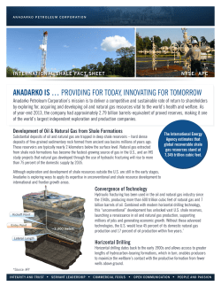 anadarko is &hellip; providing for today, innovating for tomorrow