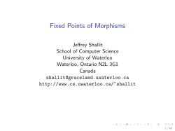 Fixed Points of Morphisms - the David R. Cheriton School of