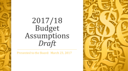 Budget Assumptions Presentation
