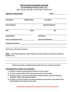APPLICATION FOR BOARD POSITION Applicant Information Date: