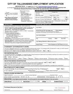 CITY OF TALLAHASSEE EMPLOYMENT APPLICATION