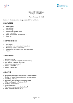 T9 BLOOM`S TAXONOMY: Sample Questions KNOWLEDGE