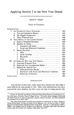 Applying Section 2 to the New Vote Denial