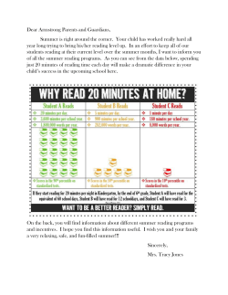 Summer Reading Letter - Hazelwood School District