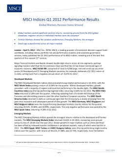 MSCI Indices Q1 2012 Performance Results
