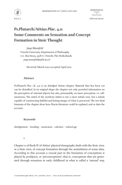 Ps.Plutarch/A&euml;tius Plac. 4.11 Some Comments on Sensation and
