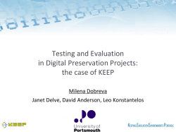 Konstantelos, L. Testing and Evaluation in Digital Preservation