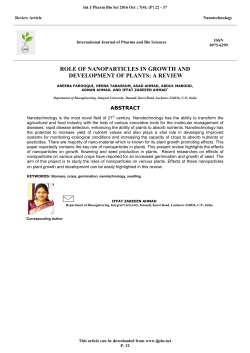 role of nanoparticles in growth and development of plants