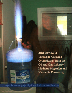 Brief review of threats to Canada`s groundwater from the oil and gas