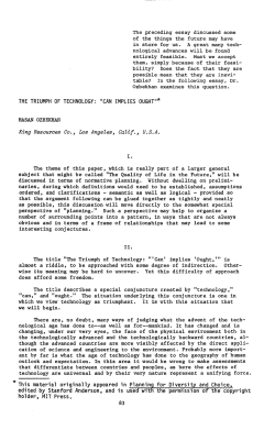 THE TRIUMPH OF TECHNOLOGY: "CAN IMPLIES OUGHT"* *This