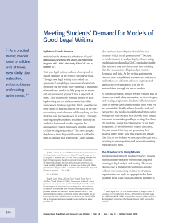 Meeting Students` Demand for Models of Good