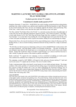 martini&reg; launches new global creative platform `play with time`