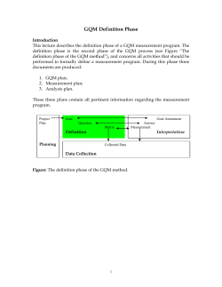 Part 2 GQM Definition Phase