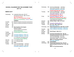 school calendar for the academic year 2017