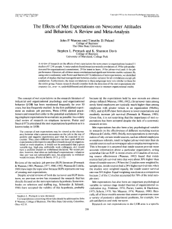 The Effects of Met Expectations on Newcomer Attitudes