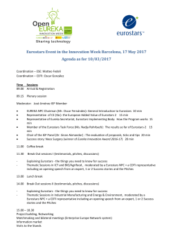 Eurostars Event in the Innovation Week Barcelona, 17 May 2017