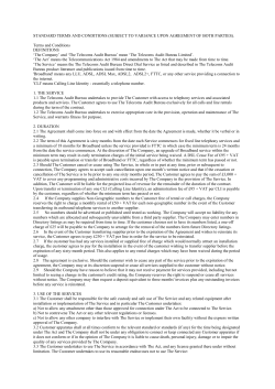 STANDARD TERMS AND CONDITIONS (SUBJECT TO VARIANCE