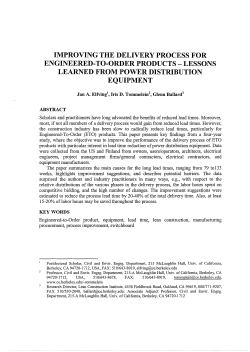 improving the delivery process for engineered-to