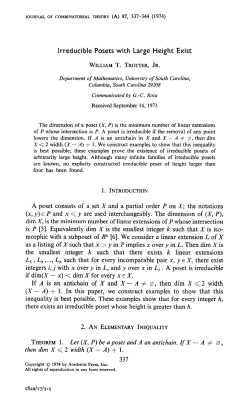 Irreducible Posets with Large Height Exist A poset consists of a set X