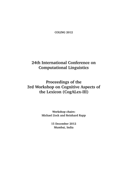Proceedings of the 3rd Workshop on Cognitive Aspects of the