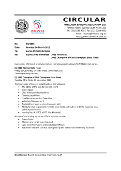 This information provided to Clubs via Circular 03/15