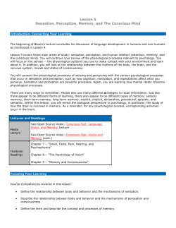 Lesson 5 Sensation, Perception, Memory, and The