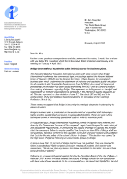 EI`s letter to World Bank