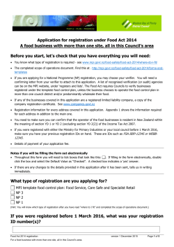 Application for registration under Food Act 2014 A food business